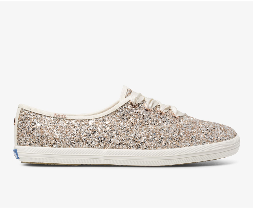 Keds Womens Sneakers Rose Gold - Kate Spade new york Champion Glitter - 943PMGHEJ